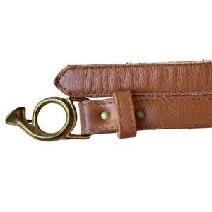 VTG 80s Leather French Hunting Horn Belt Brown Women’s 12 Classic Academia